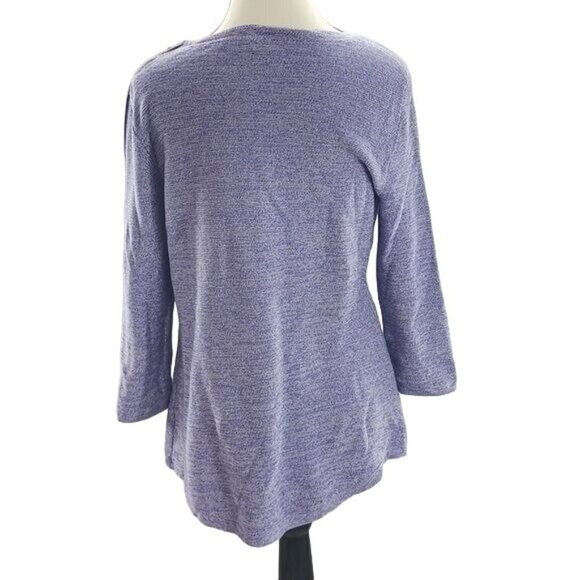 Talbots Sweater Purple Tunic Button 3/4 Sleeve Stretch Womens Size Small - Picture 4 of 6